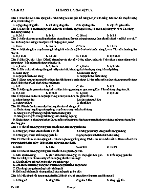 Đề ôn thi học kì I Vật lí lớp 12 (Có đáp án) - Mã đề 125